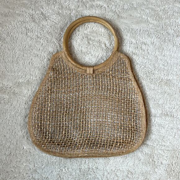 Unbranded Flower Ribbon and wood handle rattan handbag - Picture 2 of 7